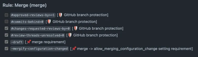 Mergify Branch Protection Condition Injection